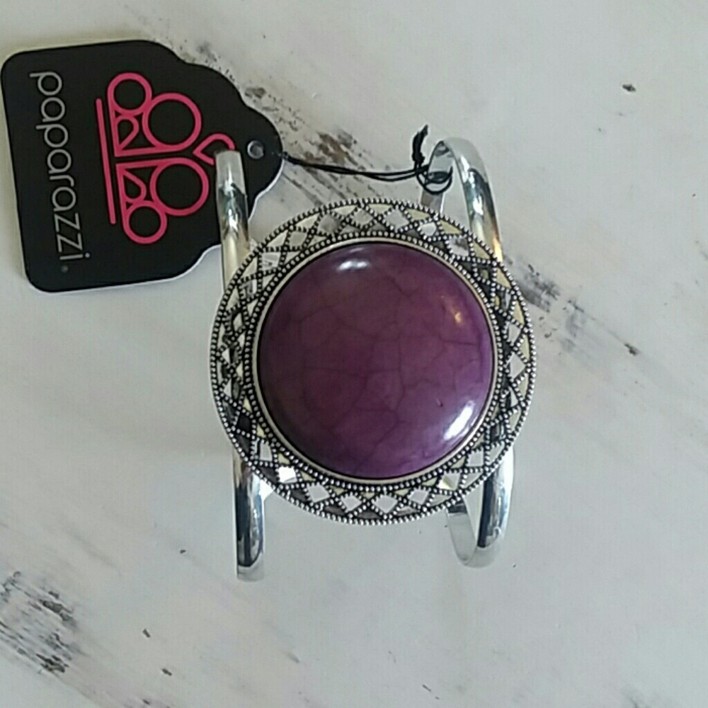 Purple stone cuff bracelet